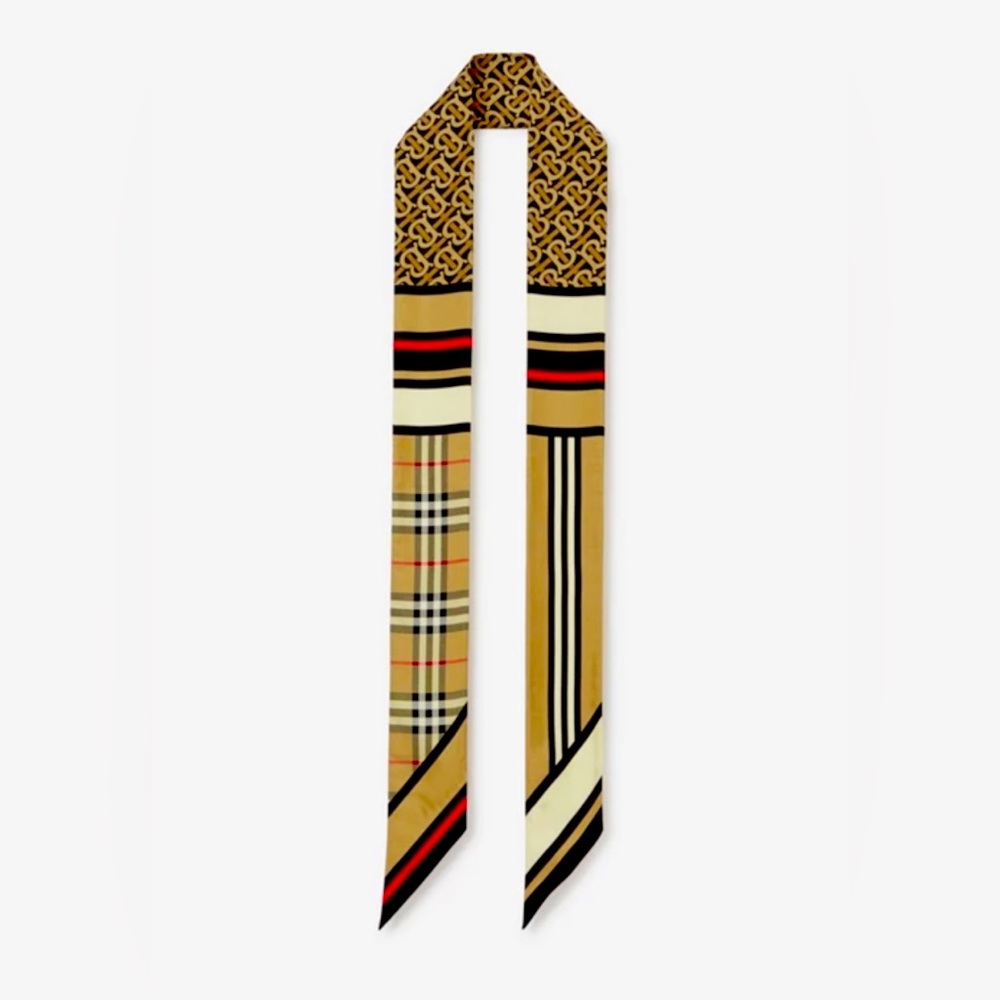 Burberry Montage Print Silk Skinny Scarf